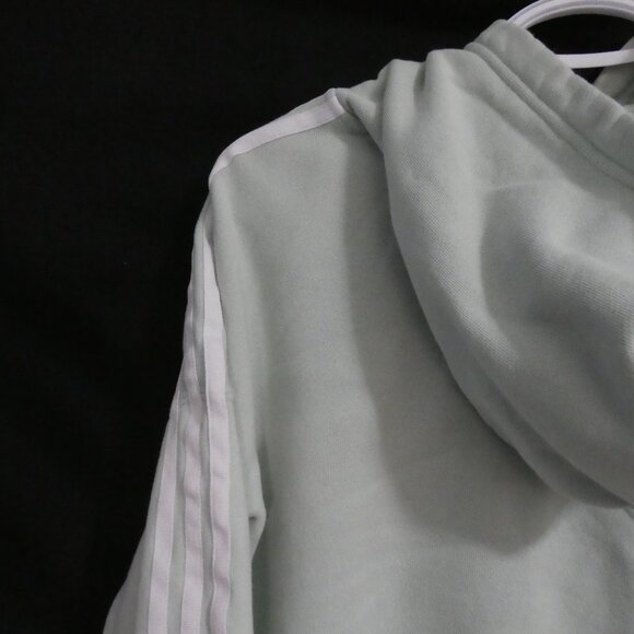 ADIDAS | large | Light Green Adidas Hoodie | White Stripes | Stitched Logo - Picture 9 of 16